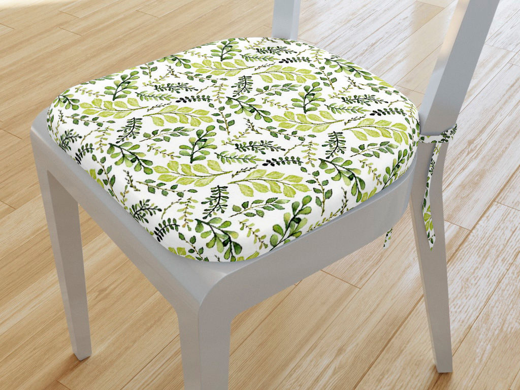 Zaokrąglona poduszka na krzesło 39x37 cm Loneta - zielone liście
