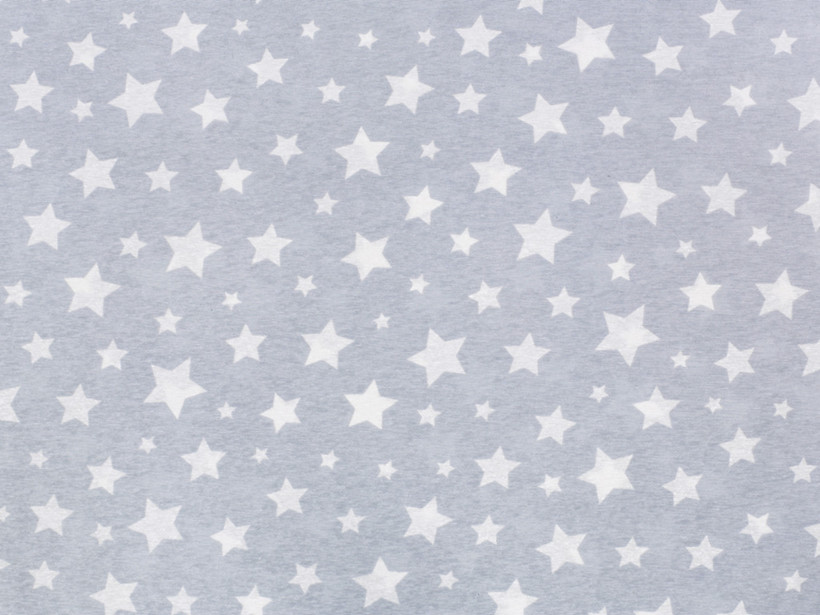 Tkanina dekoracyjna Loneta - białe gwiazdy na szarym