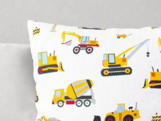 Poszewka na poduszkę bawełniana dla dzieci - ciężarówki i koparki