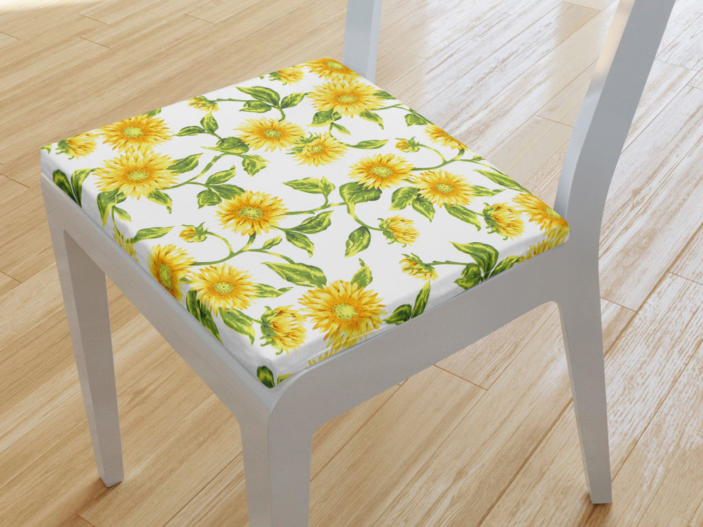 Kwadratowa poduszka na krzesło 38x38 cm - słoneczniki