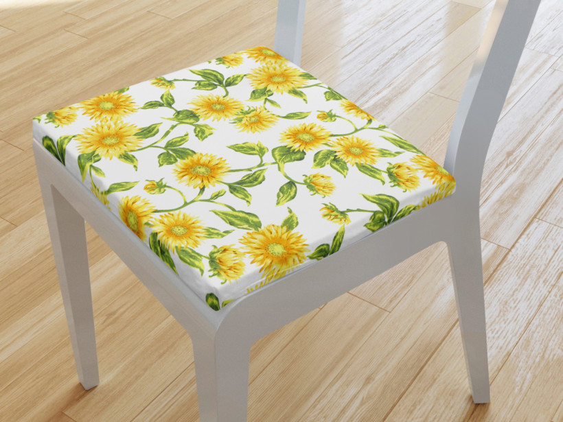 Kwadratowa poduszka na krzesło 38x38 cm - słoneczniki