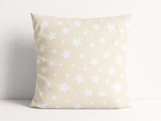Poszewka na poduszkę dekoracyjna Loneta - białe gwiazdy na jasnym beżowym