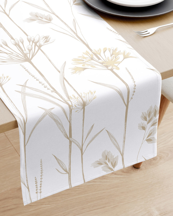 Bieżnik na stół z płótna bawełnianego - rośliny ozdobne