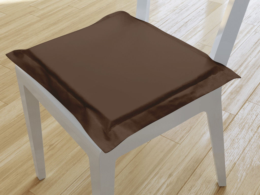 Kwadratowa poduszka na krzesło z ozdobną kantą 38x38 cm Suzy - ciemnobrązowa starý