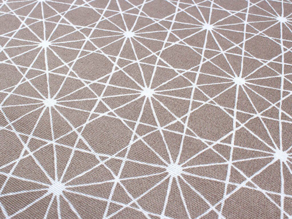 Tkanina dekoracyjna Loneta - białe linie na jasnobrązowym
