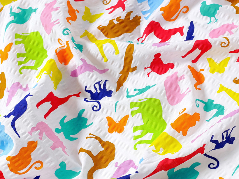 Kora bawełniana na metry - kolorowe zwierzęta z zoo