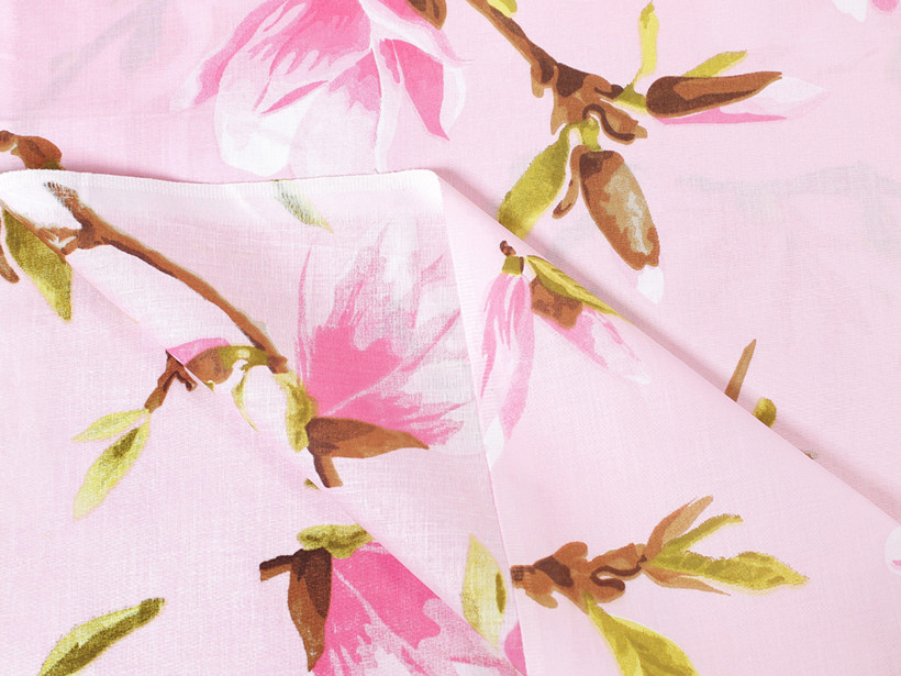 Płótno bawełniane - różowe magnolie