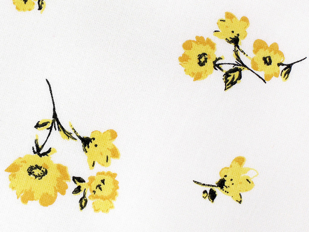 Płótno bawełniane - żółte kwiaty na białym