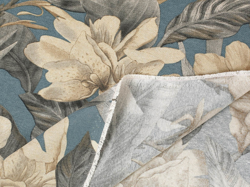 Tkanina dekoracyjna Loneta - kwiaty tropikalne