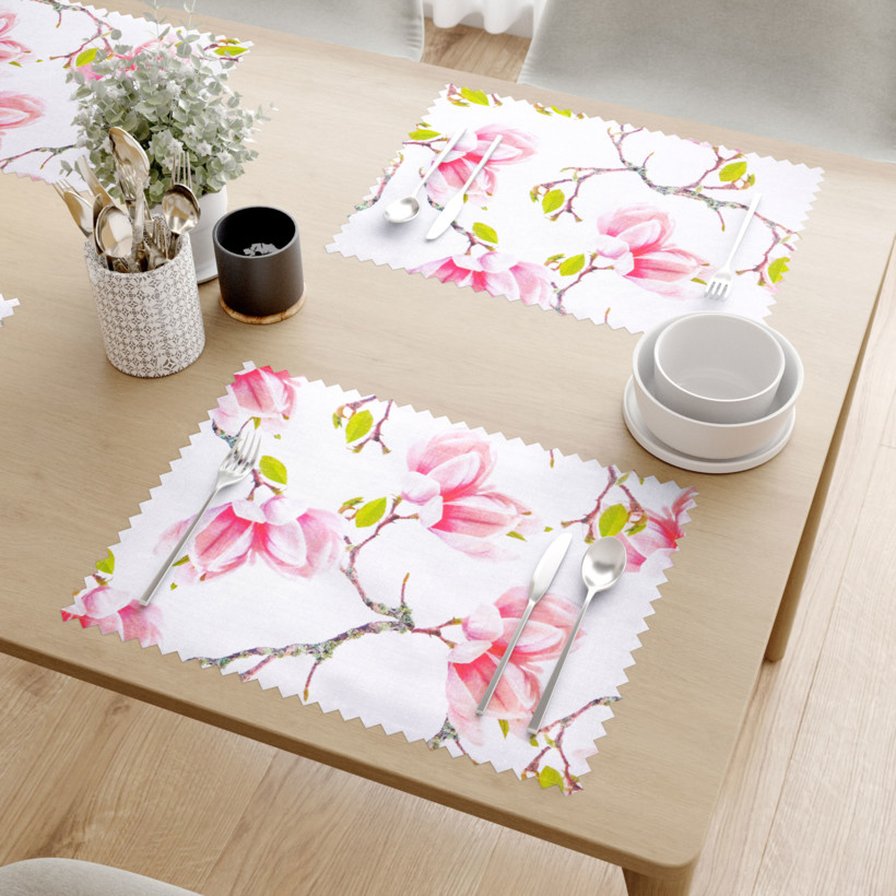 Podkładka na stół plamoodporna - wiosenny motyw różowych magnolii - 2szt.