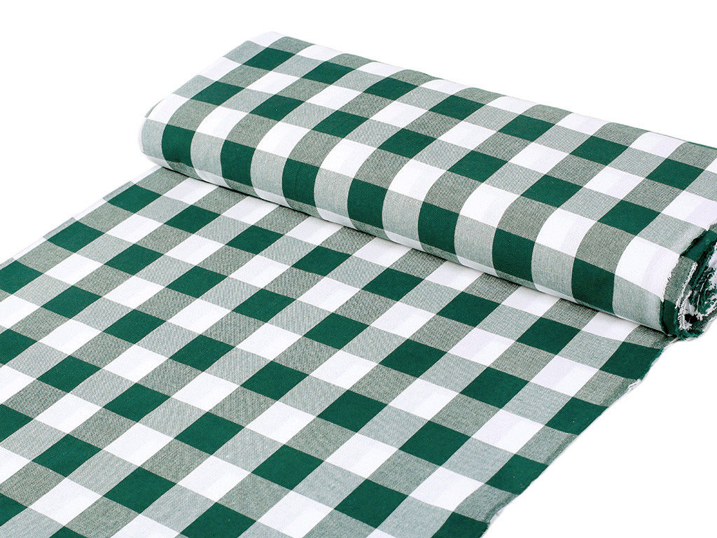 Mocna tkanina bawełniana Kanafas 230 g/m2 - duża zielono-biała kratka