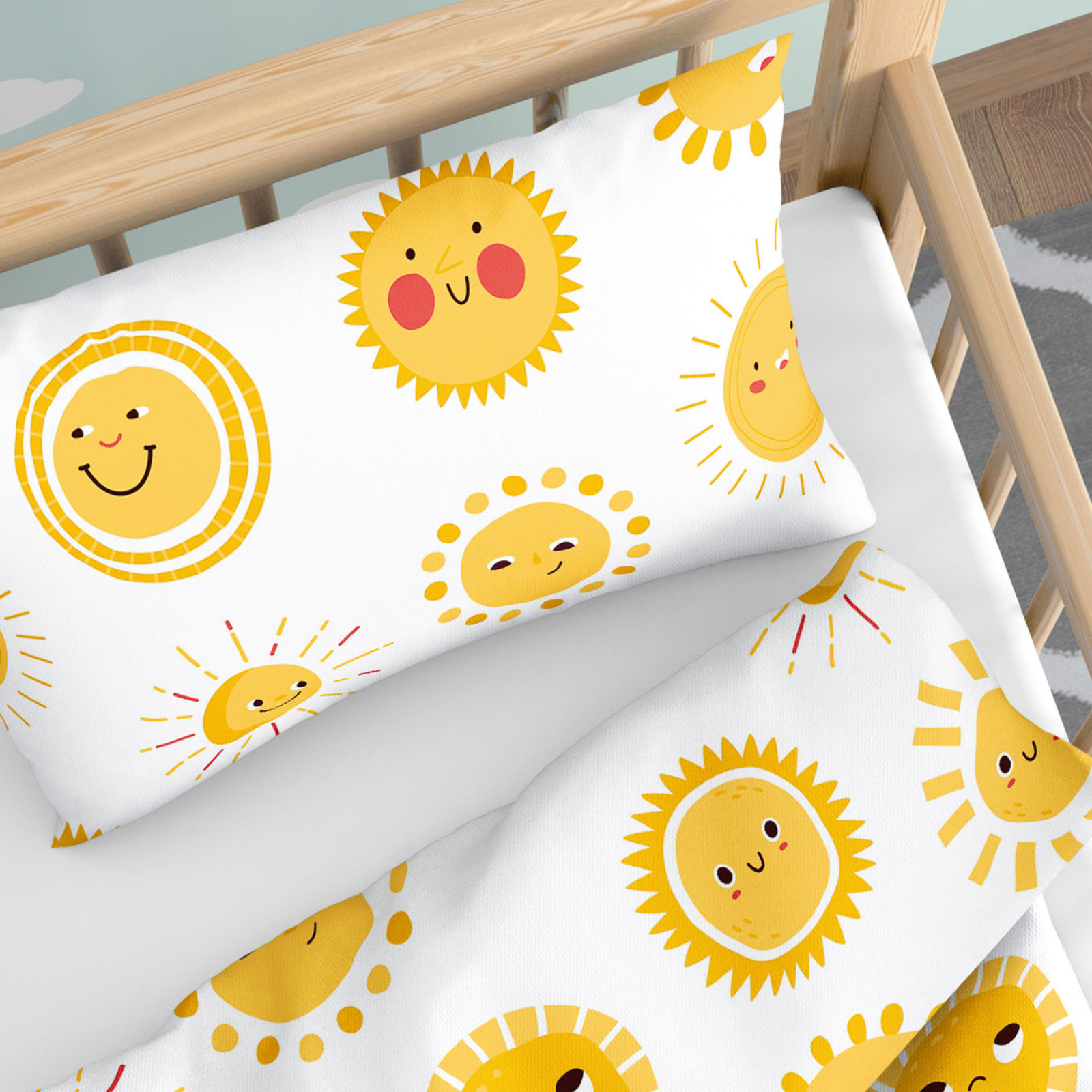 Pościel bawełniana do łóżeczka - uśmiechnięte słoneczka