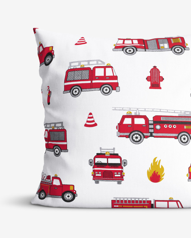 Poszewka na poduszkę bawełniana dla dzieci - wozy strażackie