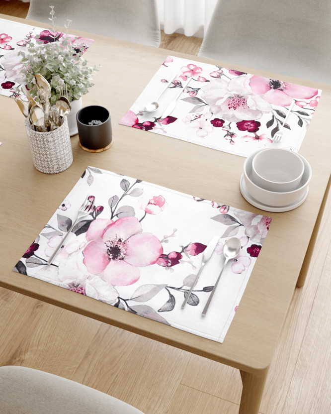 Podkładka na stół z płótna bawełnianego - kwiaty sakury - 2szt.
