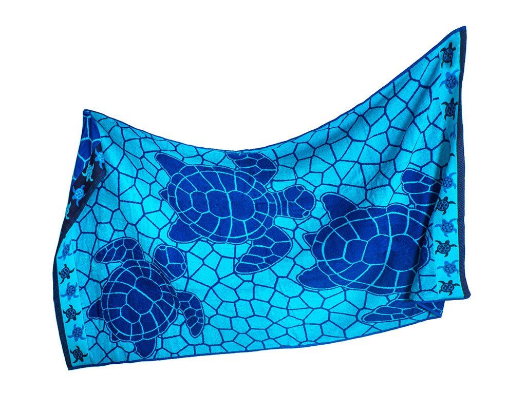 Duży ręcznik plażowy 100x180 cm - niebieskie żółwie