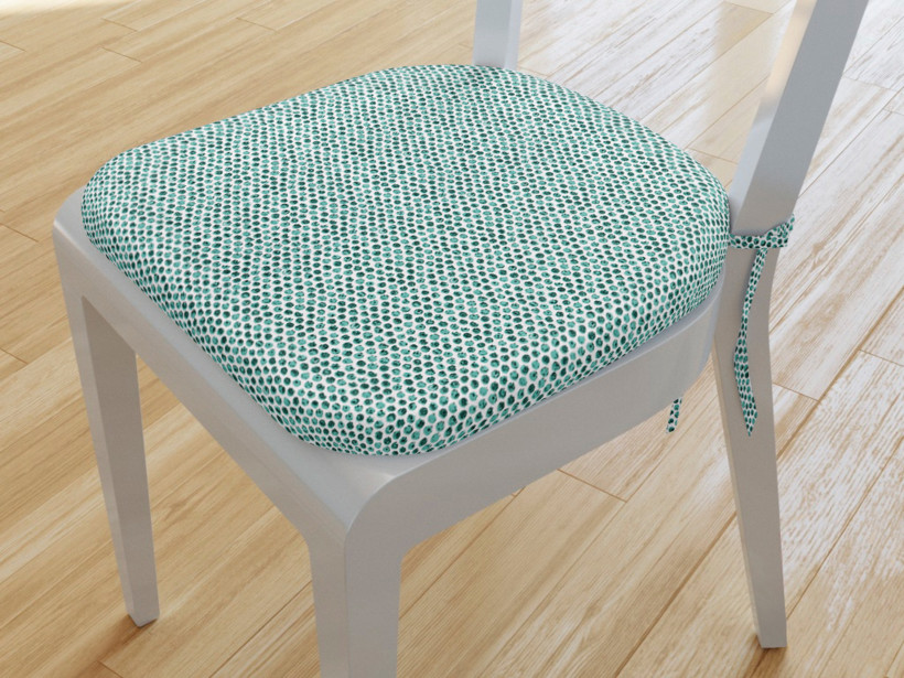 Zaokrąglona poduszka na krzesło 39x37 cm Loneta - designowe miętowe kropki