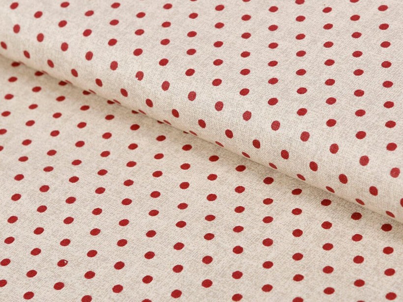 Płótno bawełniane - czerwone kropki