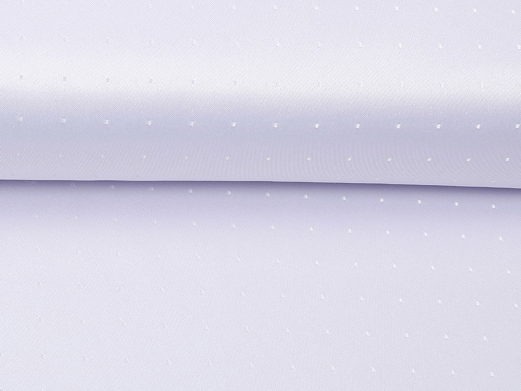 Luksusowa tkanina obrusowa plamoodporna - biała z fioletowym odcieniem z błyszczącymi kwadratami
