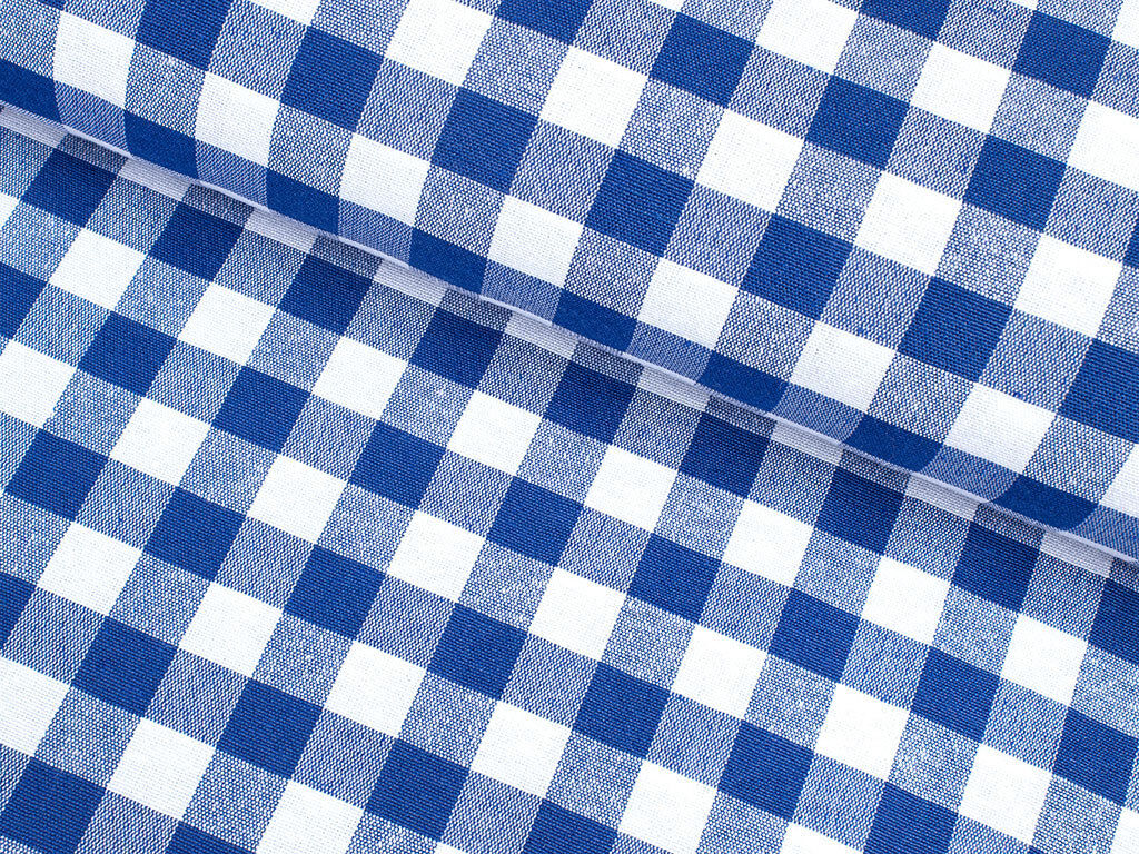 Tkanina dekoracyjna Menorca - niebiesko-biała kratka