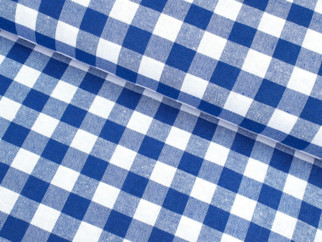 Tkanina dekoracyjna Menorca - niebiesko-biała kratka - szer. 140cm