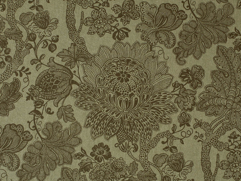 Tkanina bawełniana Mestral - oliwkowozielone kwiaty