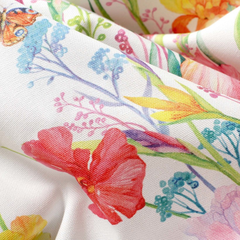 Tkanina dekoracyjna Loneta - kolorowy ogród wiosenny