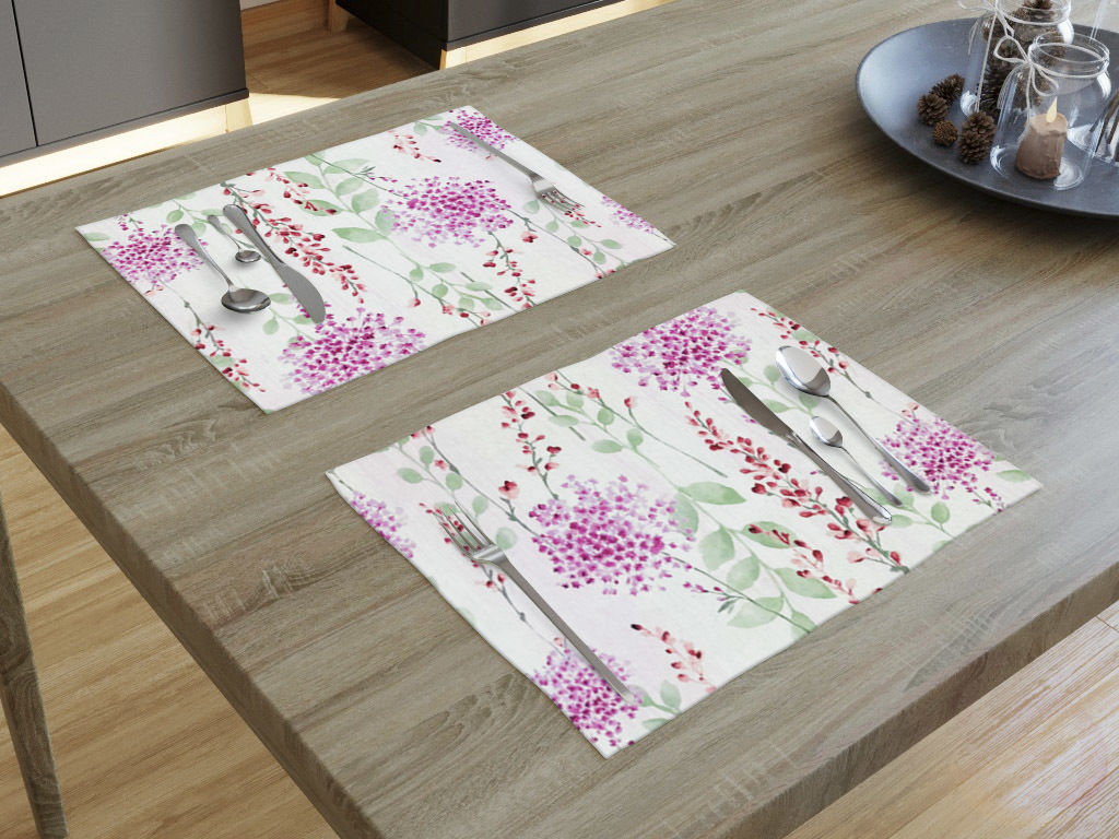 Podkładka na stół Loneta - malowane różowe i czerwone kwiaty - 2szt.