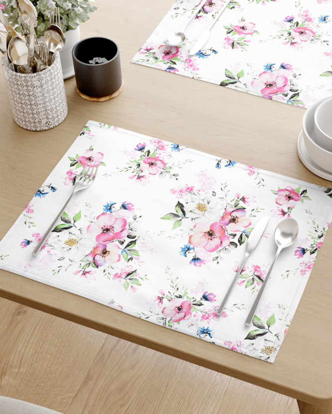 Podkładka na stół z płótna bawełnianego - różowe sakury z liśćmi - 2szt.