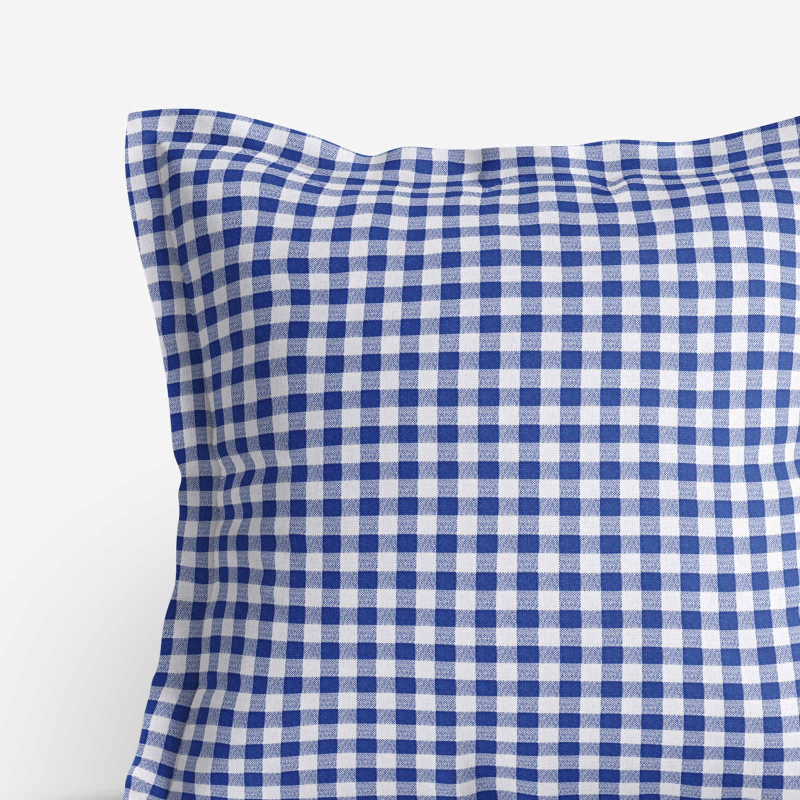 Poszewka na poduszkę z ozdobną kantą bawełniana - niebiesko-biała kratka