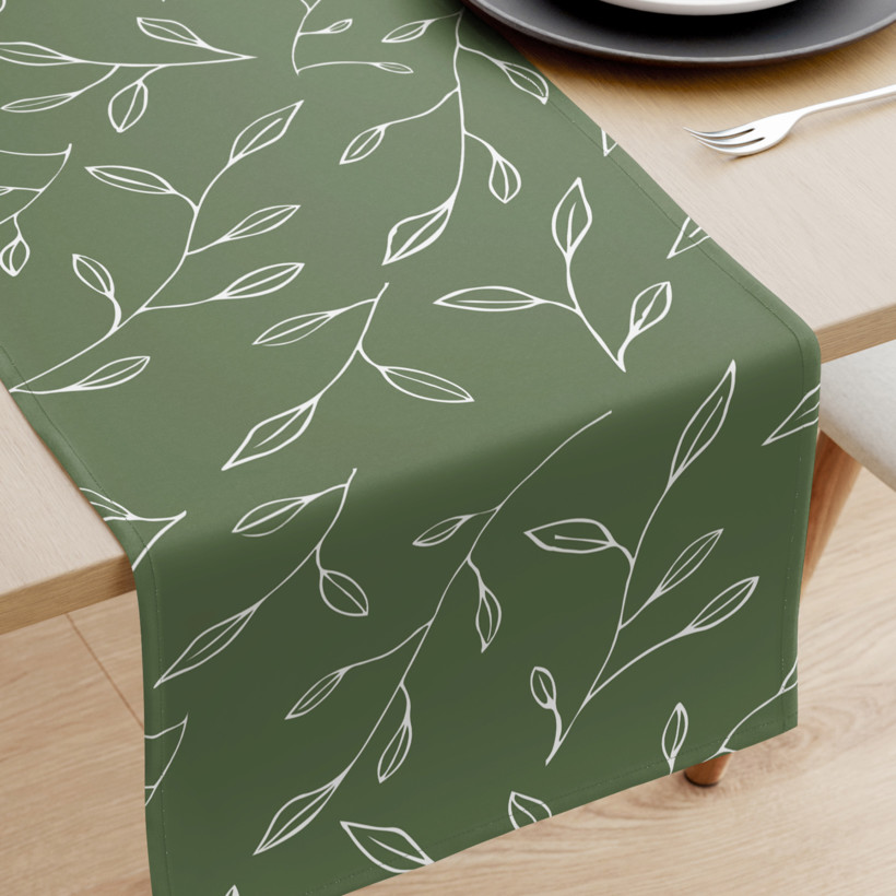 Bieżnik na stół z płótna bawełnianego - liście herbaciane
