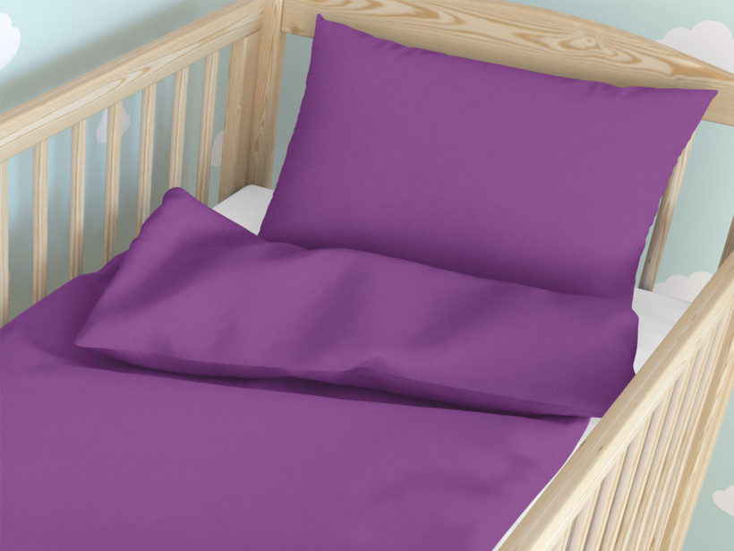 Pościel bawełniana do łóżeczka - fioletowa