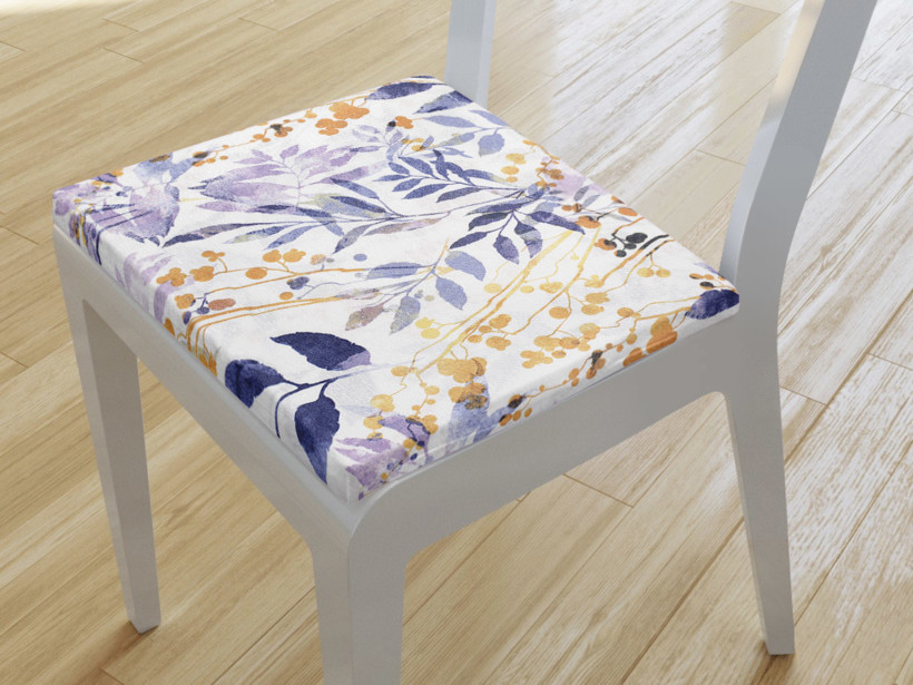 Kwadratowa poduszka na krzesło 38x38 cm Loneta - malowane liście