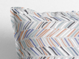 Poszewka na poduszkę z ozdobną kantą bawełniana - malowane kolorowe kreski
