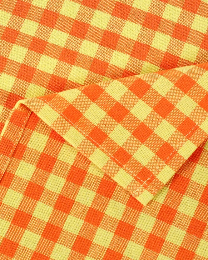 Ścierka kuchenna bawełniana - mała pomarańczowo-żółta kratka
