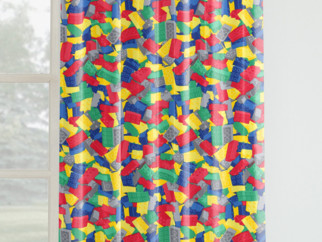Zasłona bawełniana dla dzieci na taśmie - kolorowe klocki