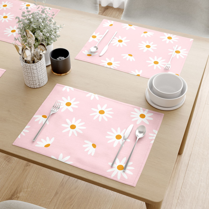 Podkładka na stół z płótna bawełnianego - kwiaty margaretki - 2szt.