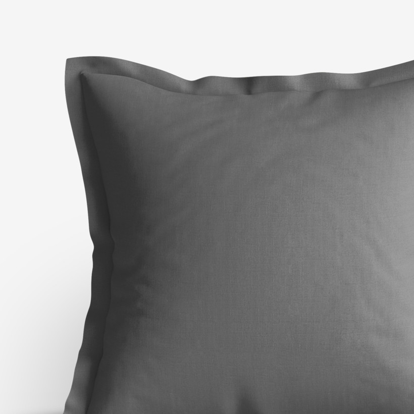 Poszewka na poduszkę z ozdobną kantą bawełniana - ciemnoszara