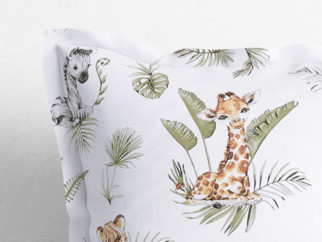 Poszewka na poduszkę z ozdobną kantą bawełniana dla dzieci - zwierzęta na safari