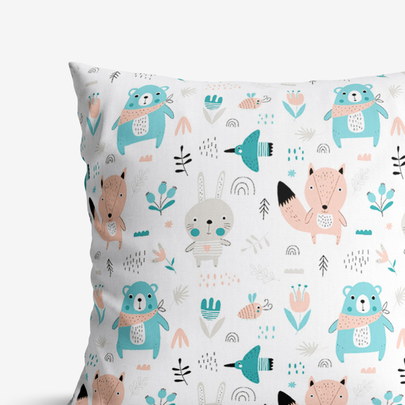 Poszewka na poduszkę bawełniana dla dzieci - pastelowe zwierzątka