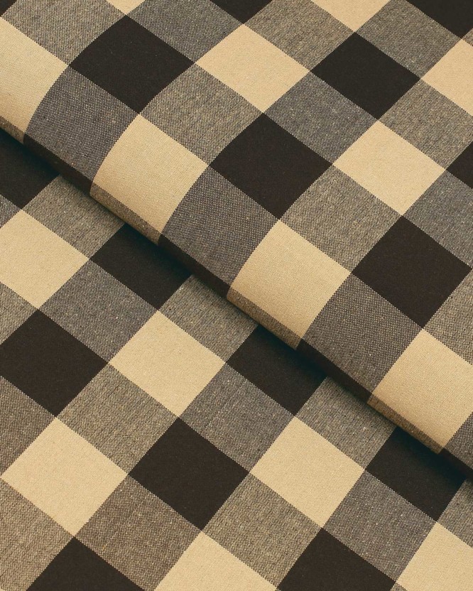 Mocna tkanina bawełniana Kanafas 230 g/m2 - duża brązowo-beżowa kratka