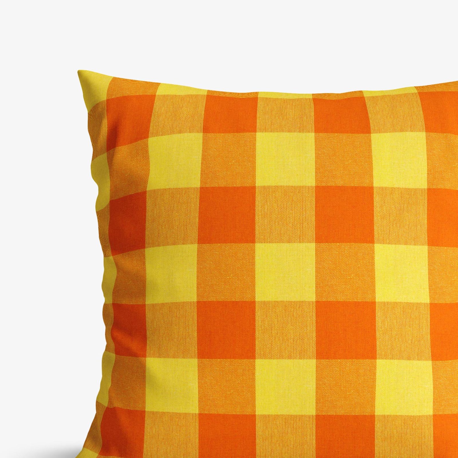 Poszewka na poduszkę bawełniana Kanafas - duża pomarańczowo-żółta kratka