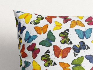 Poszewka na poduszkę dekoracyjna Verona - kolorowe motylki na białym
