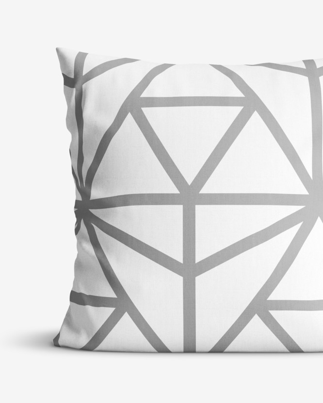 Poszewka na poduszkę bawełniana - szare kształty geometryczne na białym