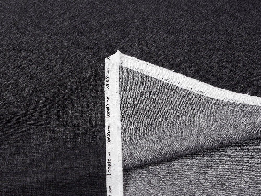 Tkanina dekoracyjna jednokolorowa Loneta - czarna naturalna