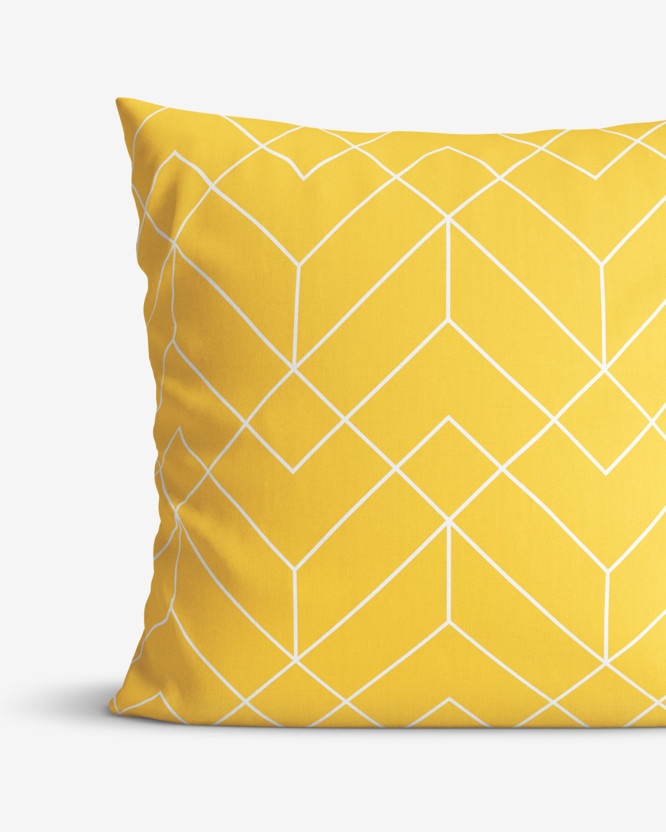 Poszewka na poduszkę bawełniana - mozaika na żółtym