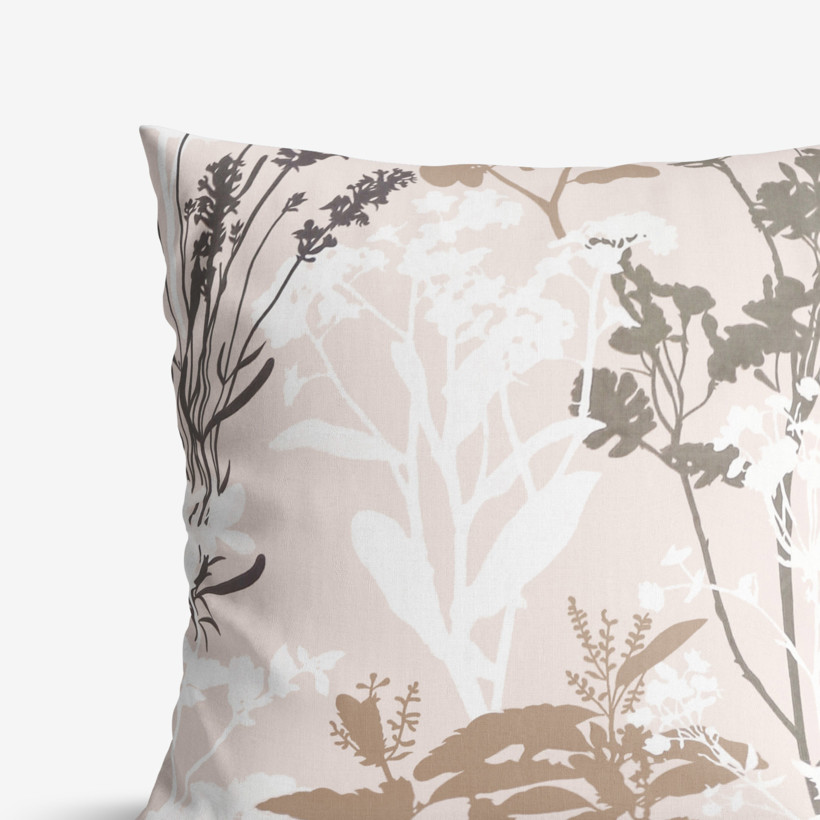 Poszewka na poduszkę bawełniana - polne kwiaty na beżowym