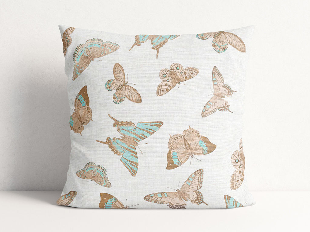 Poszewka na poduszkę dekoracyjna Loneta - turkusowe motyle