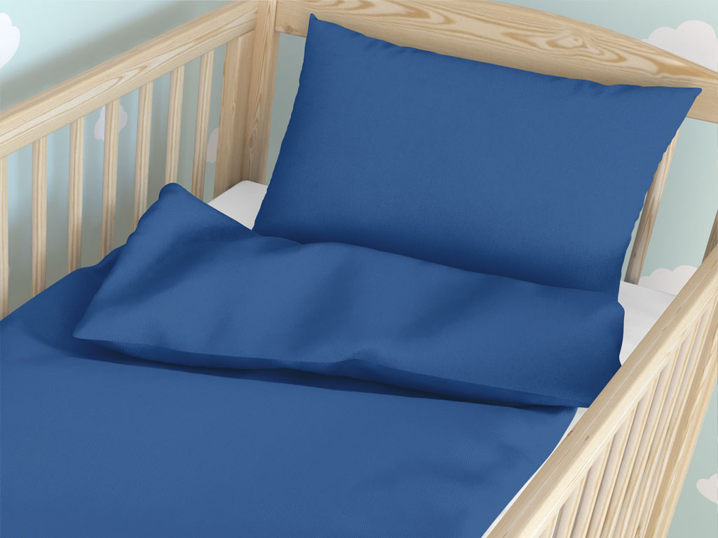 Pościel bawełniana do łóżeczka - błękit królewski