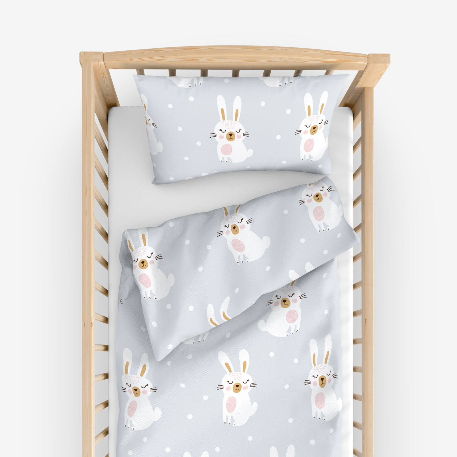 Pościel bawełniana do łóżeczka - rozmarzone króliczki