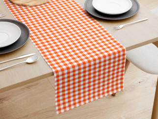 Bieżnik na stół Menorca - pomarańczowo-biała kratka